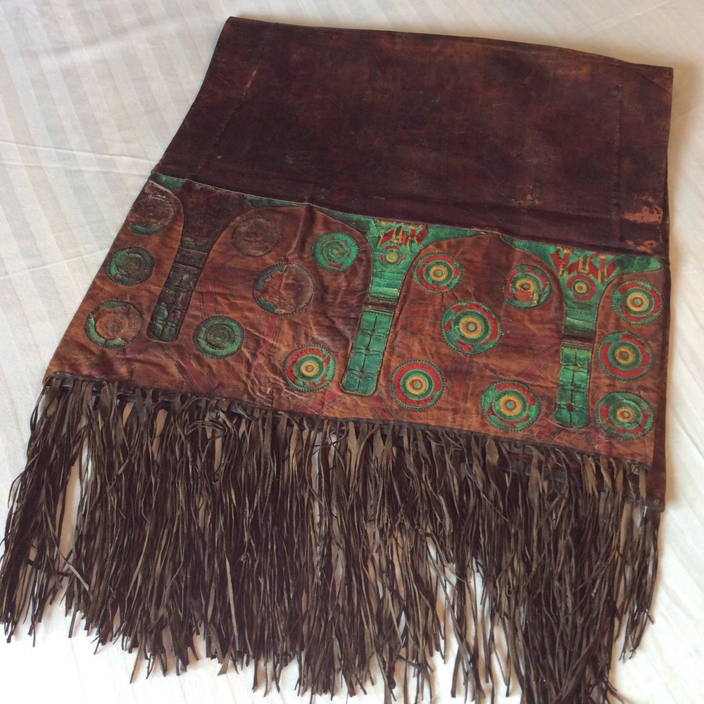 ANTIQUE TRIBAL AFRICAN LEATHER NOMAD PILLOW - WOW!